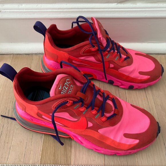 Nike Air Max 270 React in Mystic Red/Pink Blast/Habanero Red/Bright Crimson SZ 8 - Picture 3 of 4